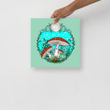 Mushrooms and Crystals Poster