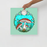 Mushrooms and Crystals Poster