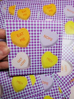 Conversation Hearts Sticker Sheet