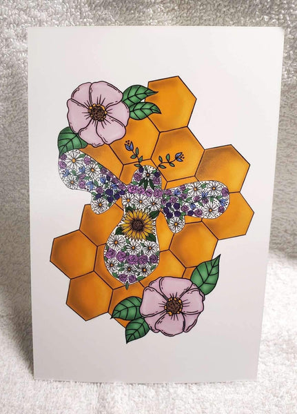 Honeycomb Bee Art Print