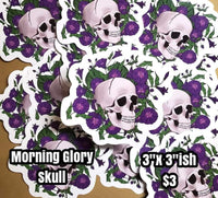 Morning Glory Skull Sticker