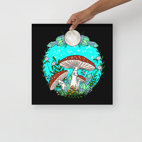 Mushrooms and Crystals Poster