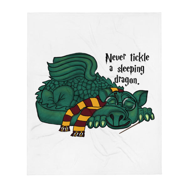 Never Tickle a Sleeping Dragon Throw Blanket